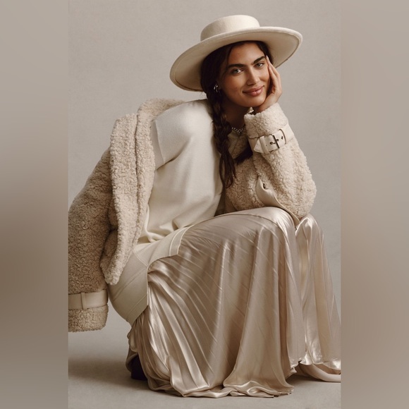 Anthropologie Long-Sleeve Crew Neck Mockable Pleated Maxi Jumper Dress - Picture 2 of 14